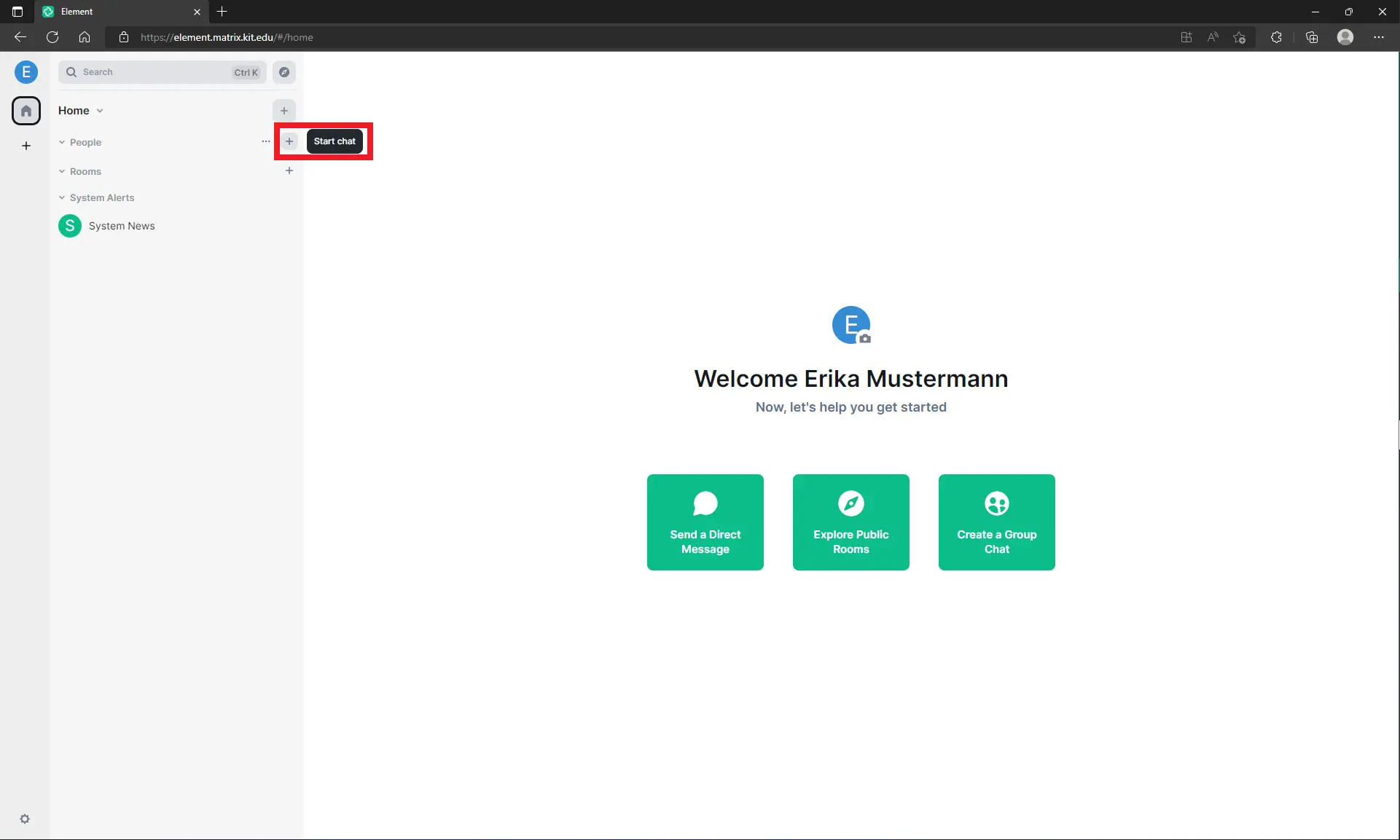 Click on the Start Chat button