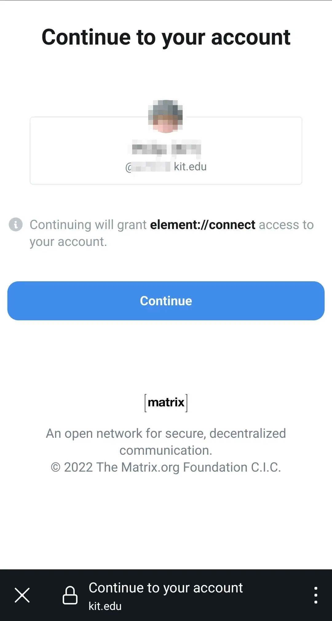 Bestätigung des Matrix-Nutzernamens
