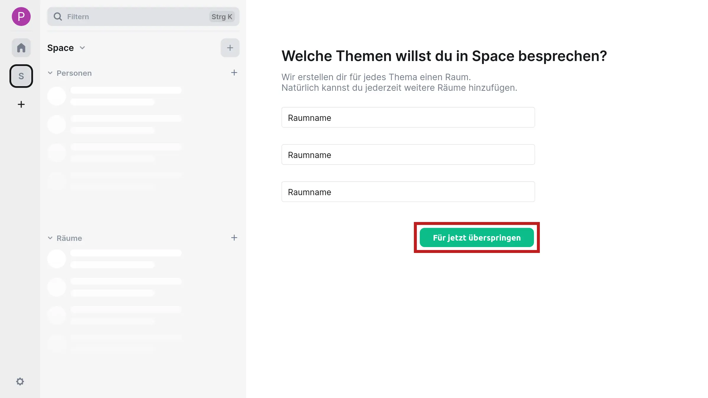 Explanatory screenshot to the previous description with marker on the “Skip for now” button